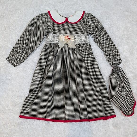 Vintage Mimi Fashion USA Girls Gingham Dress with Matching Bonnet Size 10 - Picture 11 of 13